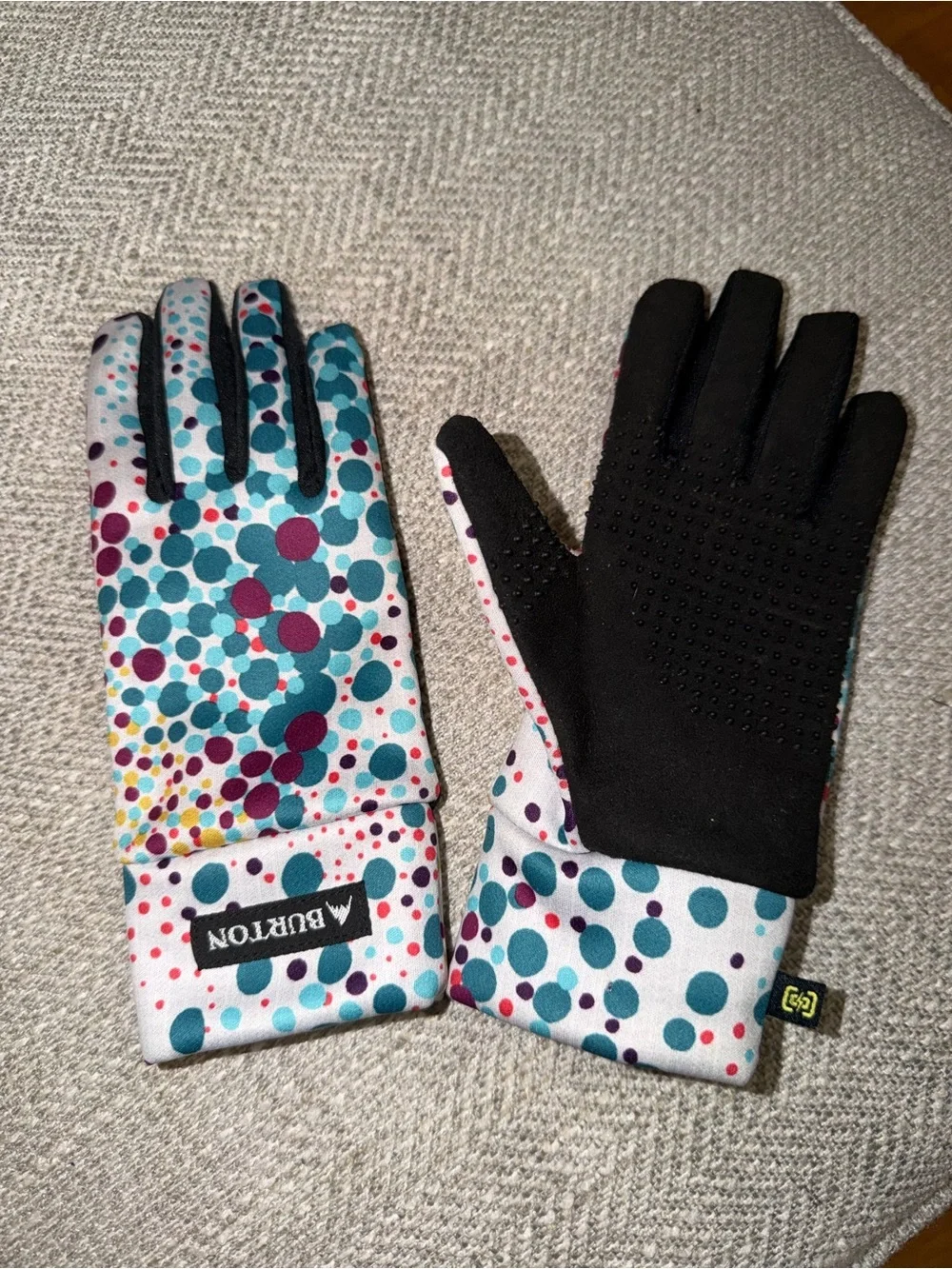 Burton youth Large Teal Multi-Color Dot Gloves